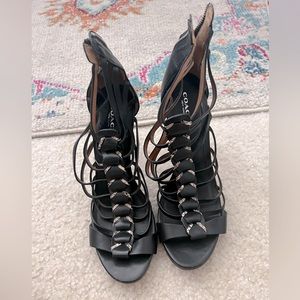 Size 9 womens COACH strappy open toe heels